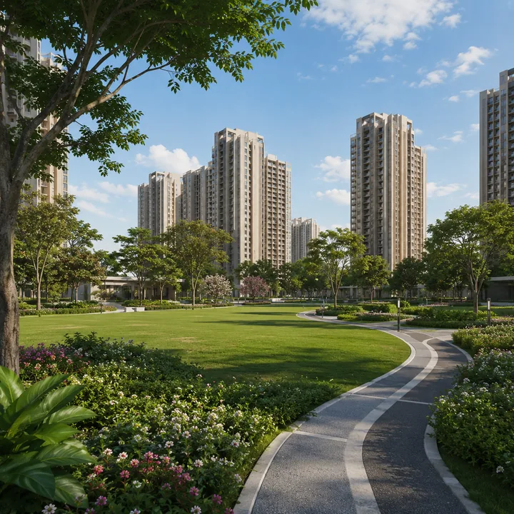 Prestige Kodagurki central landscaped township green Prestige Kodagurki central landscaped township green