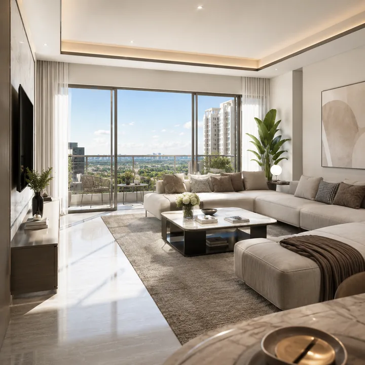 Prestige Kodagurki apartment living room interior Prestige Kodagurki apartment living room interior