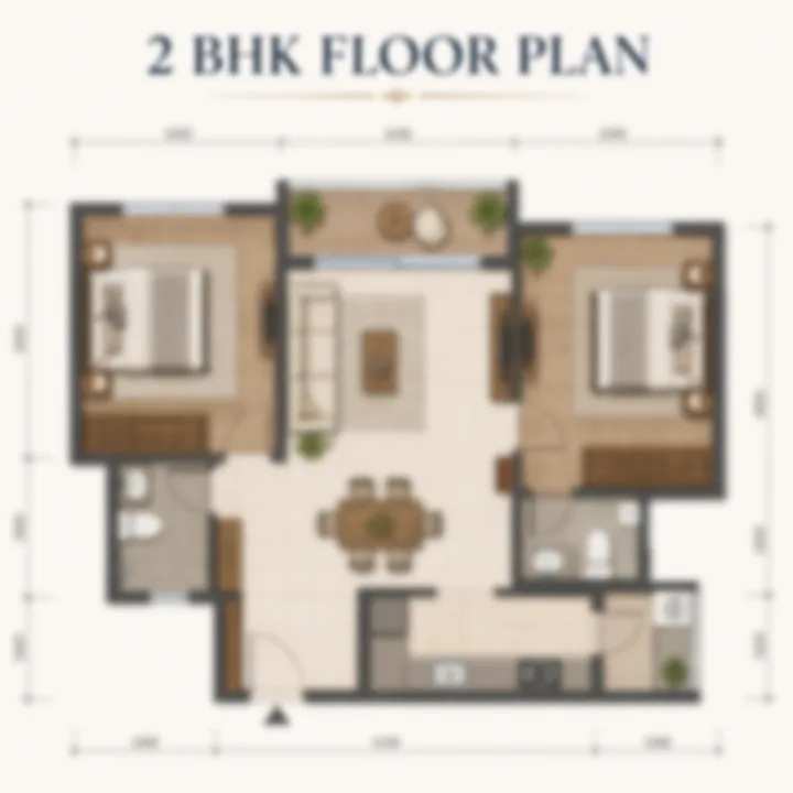 Prestige Kodagurki 2 BHK floor plan layout