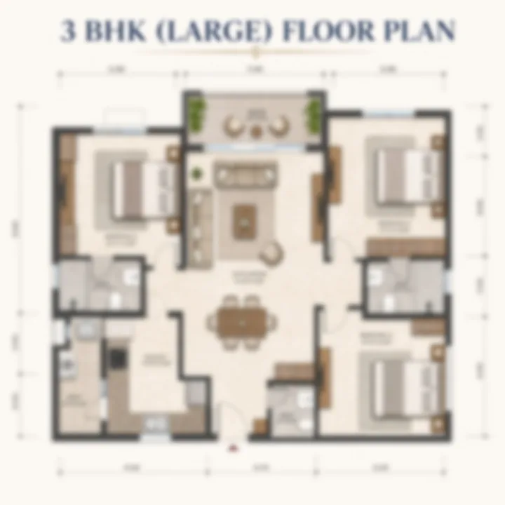 Prestige Kodagurki 3 BHK (Large) floor plan layout